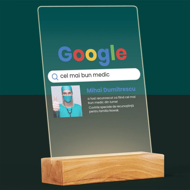 Fotografie Si Semnătură: Cel Mai Bun Medic Rezultat Google - Imprimare Pe Sticlă Acrilică (Verticală)