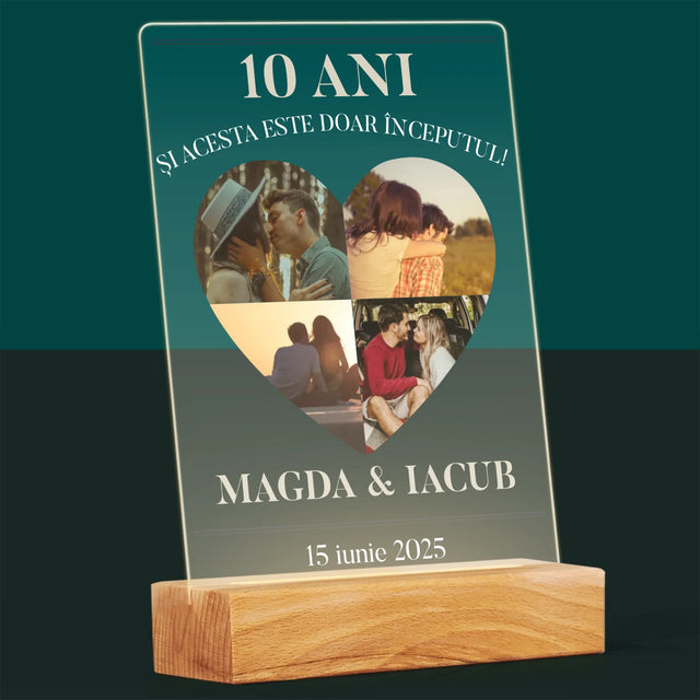 Formă Din Fotografii: Aniversare Inimă - Imprimare Pe Sticlă Acrilică (Verticală)