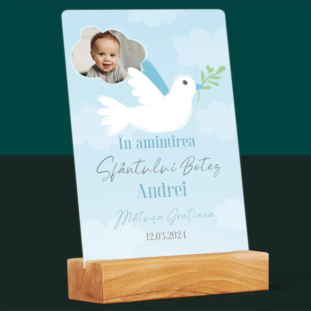 Fotografie Si Semnătură: În Amintirea Sfântului Botez Porumbei - Imprimare Pe Sticlă Acrilică (Verticală)