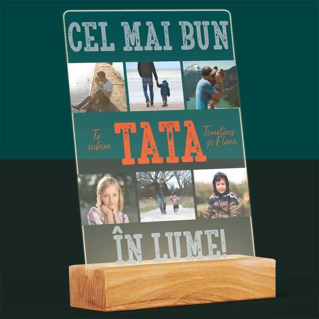 Colaj De Fotografii: Cel Mai Bun Tată Din Lume Fotografii - Imprimare Pe Sticlă Acrilică (Verticală)