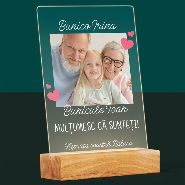 Fotografie Si Semnătură: Mulțumiri Pentru Bunici - Imprimare Pe Sticlă Acrilică (Verticală)