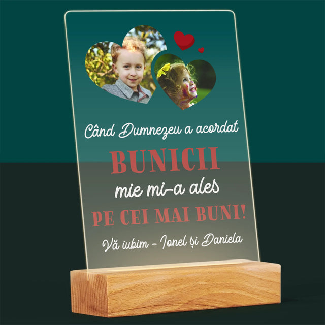 Colaj De Fotografii: Când Dumnezeu A Acordat Bunicii - Imprimare Pe Sticlă Acrilică (Verticală)