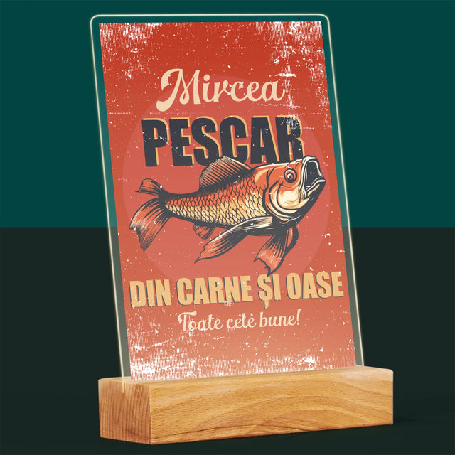 Numele Și Semnătura: Pescar Din Carne Și Oase - Imprimare Pe Sticlă Acrilică (Verticală)