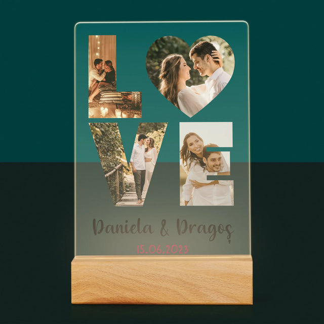 Cuvânt Din Fotografii: Love Din Fotografiile Tale - Imprimare Pe Sticlă Acrilică (Verticală)