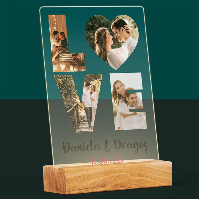 Cuvânt Din Fotografii: Love Din Fotografiile Tale - Imprimare Pe Sticlă Acrilică (Verticală)