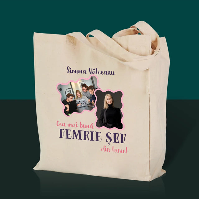 Colaj De Fotografii: Cea Mai Bună Femeie Șef - Sacoșă De Pânză