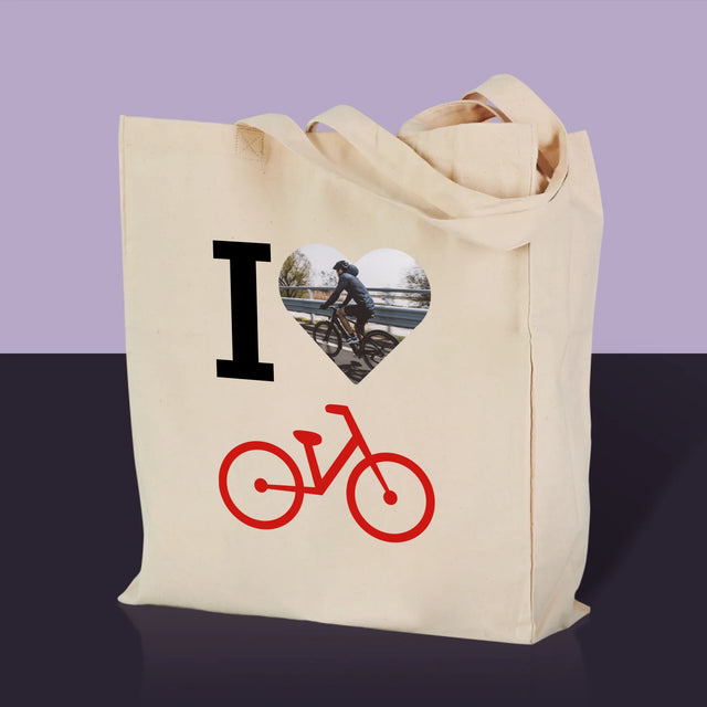 Fotografie Si Semnătură: I Love Bicicletă - Sacoșă De Pânză
