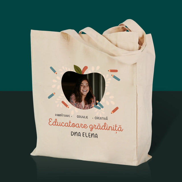 Fotografie Si Semnătură: Educatoare Grădiniță - Sacoșă De Pânză
