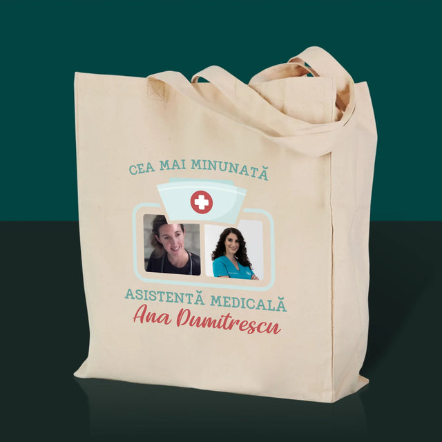 Colaj De Fotografii: Cea Mai Minunată Asistentă Medicală - Sacoșă De Pânză