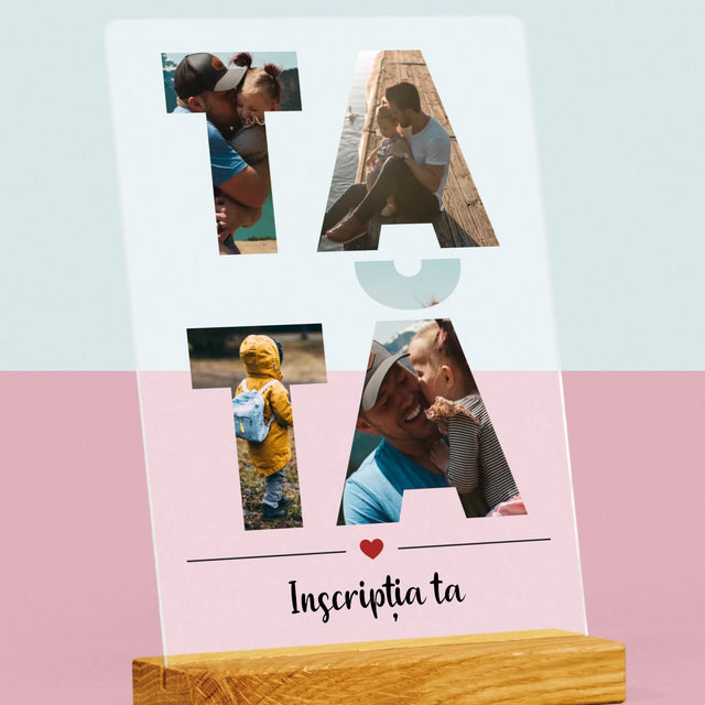 Cuvânt Din Fotografii: Tată Din Fotografiile Tale - Imprimare Pe Sticlă Acrilică (Verticală)