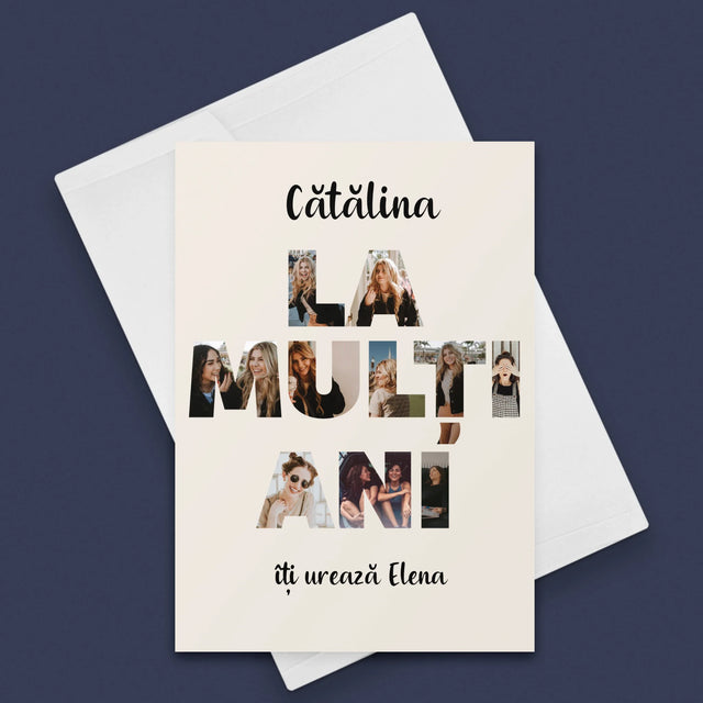 Cuvânt Din Fotografii: La Mulți Ani Din Fotografiile Tale - Card Cu Felicitări