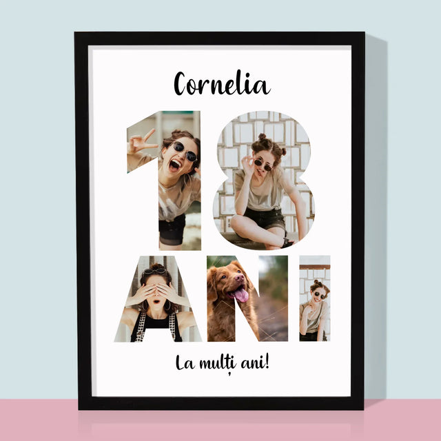 Cuvânt Din Fotografii: 18 Ani Din Fotografiile Tale - Imprimare Cu Ramă 30X40 (Verticală)