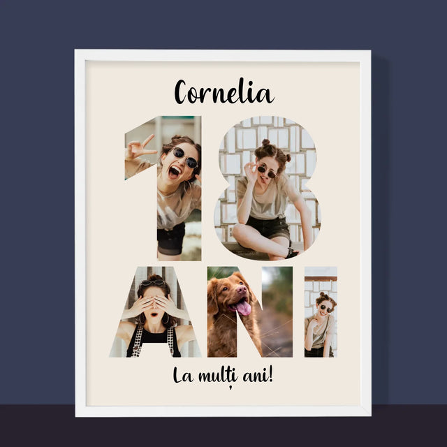 Cuvânt Din Fotografii: 18 Ani Din Fotografiile Tale - Imprimare Cu Ramă 30X40 (Verticală)