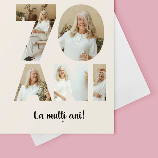 Cuvânt Din Fotografii: 70 Ani Din Fotografiile Tale - Card Cu Felicitări