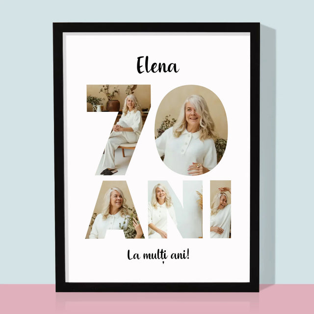 Cuvânt Din Fotografii: 70 Ani Din Fotografiile Tale - Imprimare Cu Ramă 30X40 (Verticală)