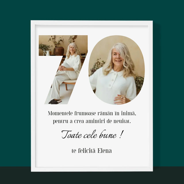 Cuvânt Din Fotografii: 70 Zi De Naștere - Imprimare Cu Ramă 30X40 (Verticală)