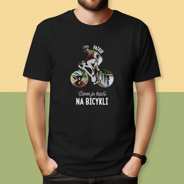 Formă Din Fotografii: Viața E Mai Bună Cu Bicicleta - Tricou Pentru Bărbați