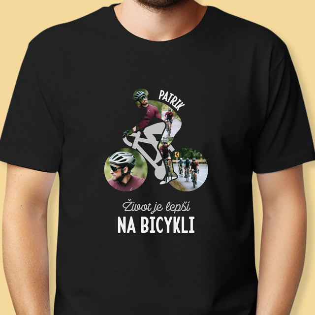 Formă Din Fotografii: Viața E Mai Bună Cu Bicicleta - Tricou Pentru Bărbați