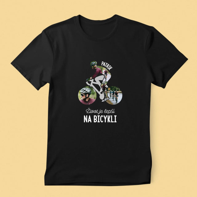 Formă Din Fotografii: Viața E Mai Bună Cu Bicicleta - Tricou Pentru Bărbați