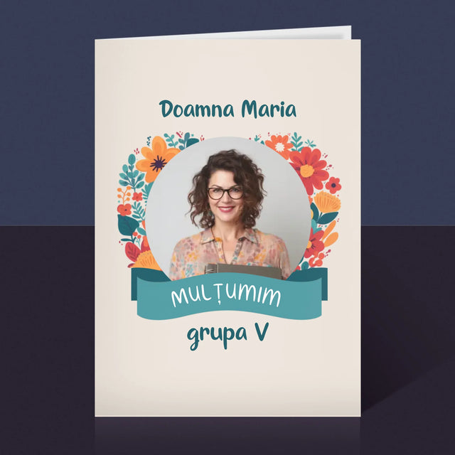 Fotografie Si Semnătură: Mulțumesc Profesorului Preșcolar - Card Cu Felicitări
