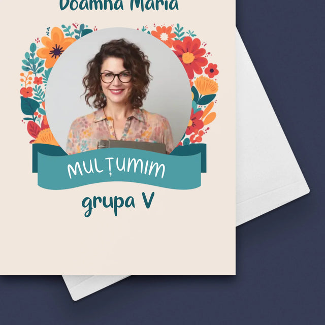 Fotografie Si Semnătură: Mulțumesc Profesorului Preșcolar - Card Cu Felicitări