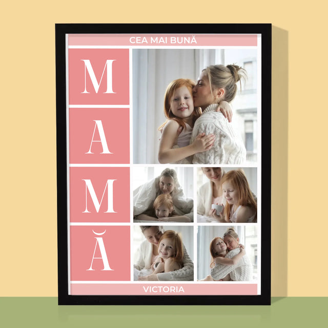 Colaj De Fotografii: Cea Mai Bună Mamă Colaj - Imprimare Cu Ramă 30X40 (Verticală)