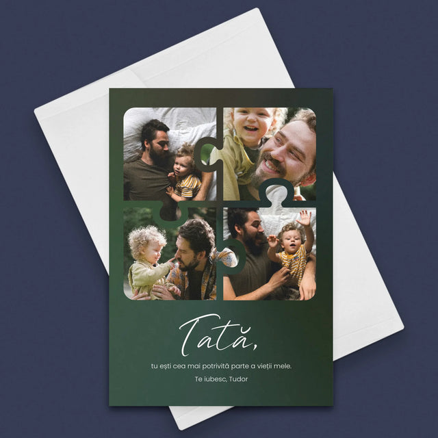 Colaj De Fotografii: Puzzle Fotografie Pentru Tata - Card Cu Felicitări
