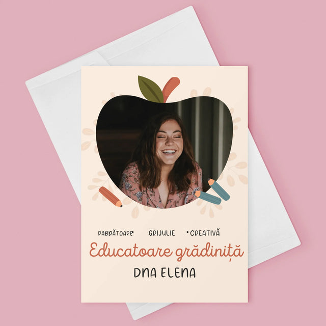 Fotografie Si Semnătură: Educatoare Grădiniță - Card Cu Felicitări