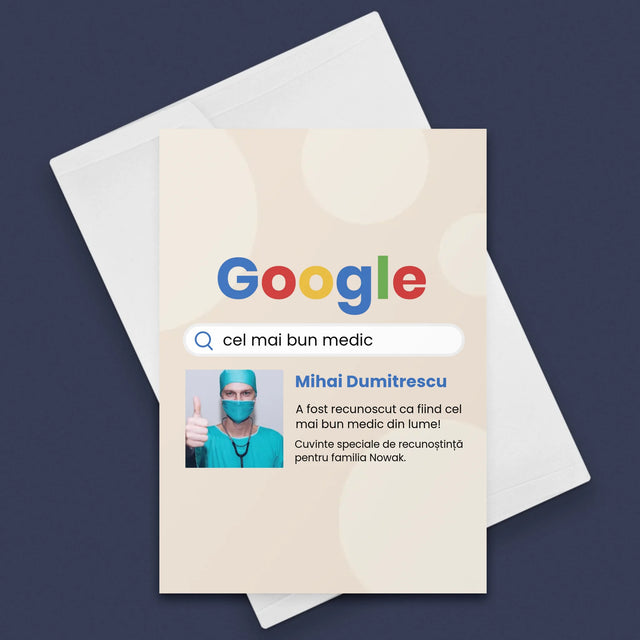 Fotografie Si Semnătură: Cel Mai Bun Medic Rezultat Google - Card Cu Felicitări