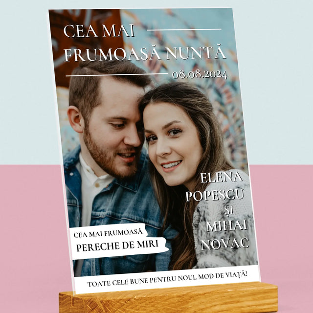 Copertă Derevistă: Cea Mai Frumoasă Nuntă - Imprimare Pe Sticlă Acrilică (Verticală)