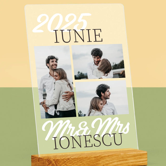 Colaj De Fotografii: Mr&Mrs Data - Imprimare Pe Sticlă Acrilică (Verticală)