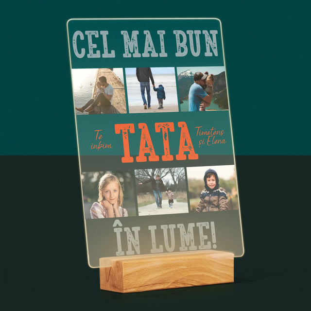 Colaj De Fotografii: Cel Mai Bun Tată Din Lume Fotografii - Imprimare Pe Sticlă Acrilică (Verticală)