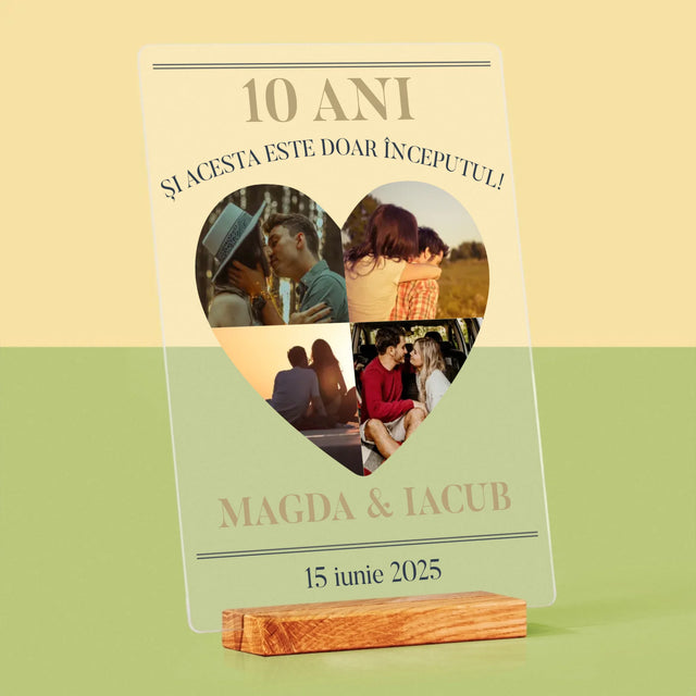 Formă Din Fotografii: Aniversare Inimă - Imprimare Pe Sticlă Acrilică (Verticală)