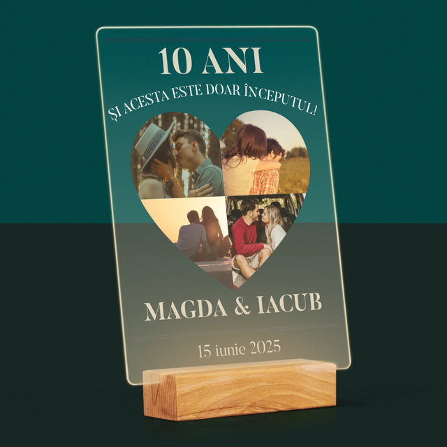 Formă Din Fotografii: Aniversare Inimă - Imprimare Pe Sticlă Acrilică (Verticală)