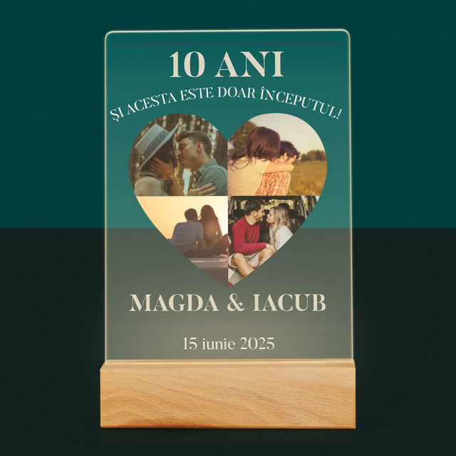 Formă Din Fotografii: Aniversare Inimă - Imprimare Pe Sticlă Acrilică (Verticală)