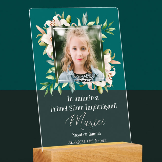 Fotografie Si Semnătură: Pentru Sărbătorirea Primei Împărtășiri - Imprimare Pe Sticlă Acrilică (Verticală)