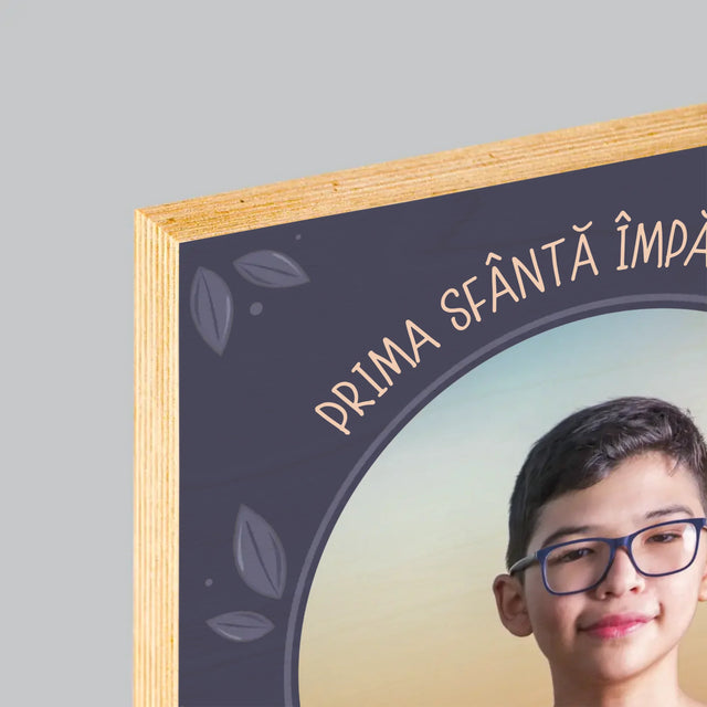 Fotografie Si Semnătură: Prima Sfântă Împărtășanie - Imprimare Pe Lemn ( Verticală)