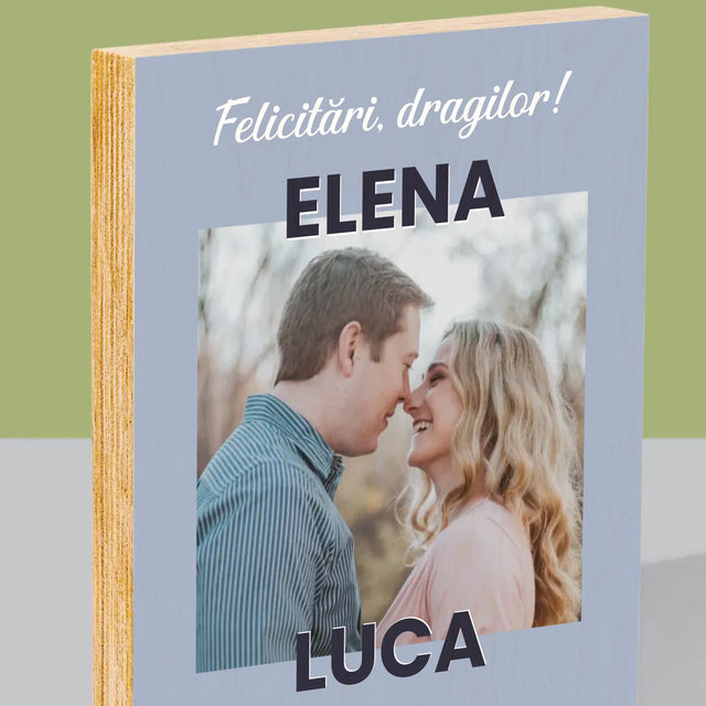 Fotografie Si Semnătură: Felicitări De Nuntă - Imprimare Pe Lemn ( Verticală)