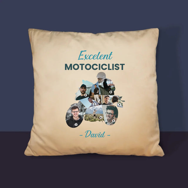 Formă Din Fotografii: Motociclist Excelent - Pernă (Cu Fotografie)