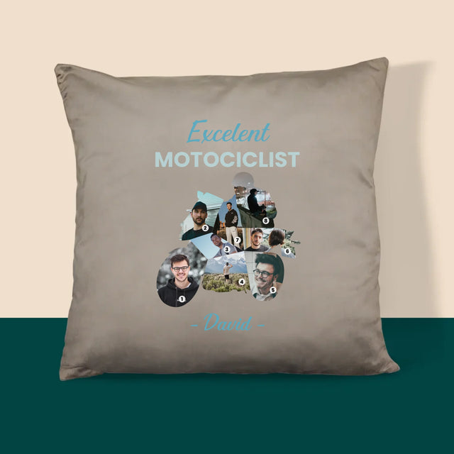 Formă Din Fotografii: Motociclist Excelent - Pernă (Cu Fotografie)