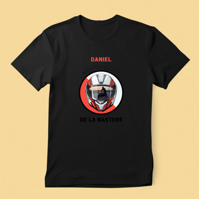 Fotografie Si Semnătură: Motociclist De La Naștere - Tricou Pentru Bărbați