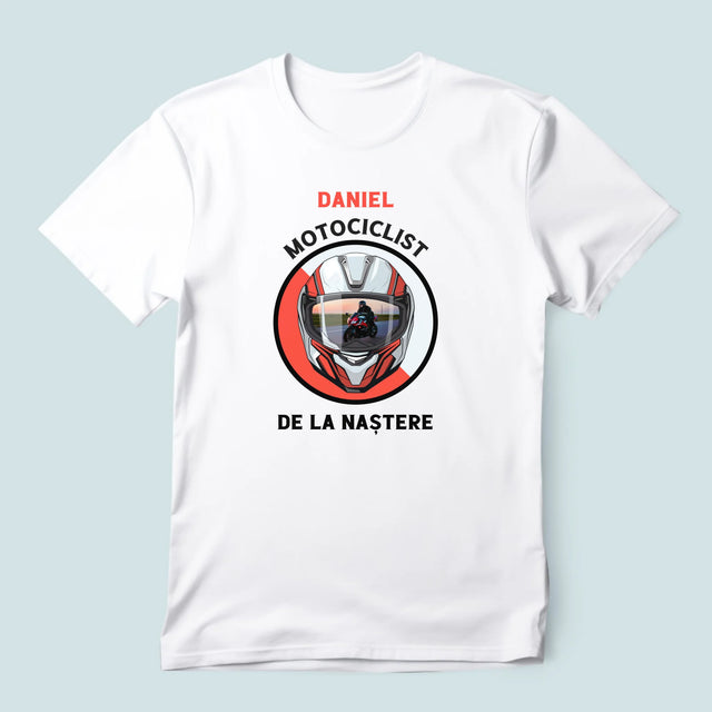 Fotografie Si Semnătură: Motociclist De La Naștere - Tricou Pentru Bărbați
