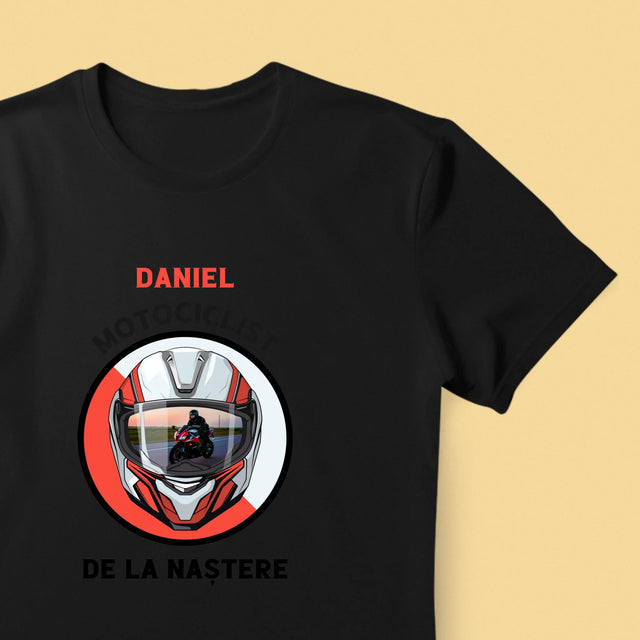 Fotografie Si Semnătură: Motociclist De La Naștere - Tricou Pentru Bărbați