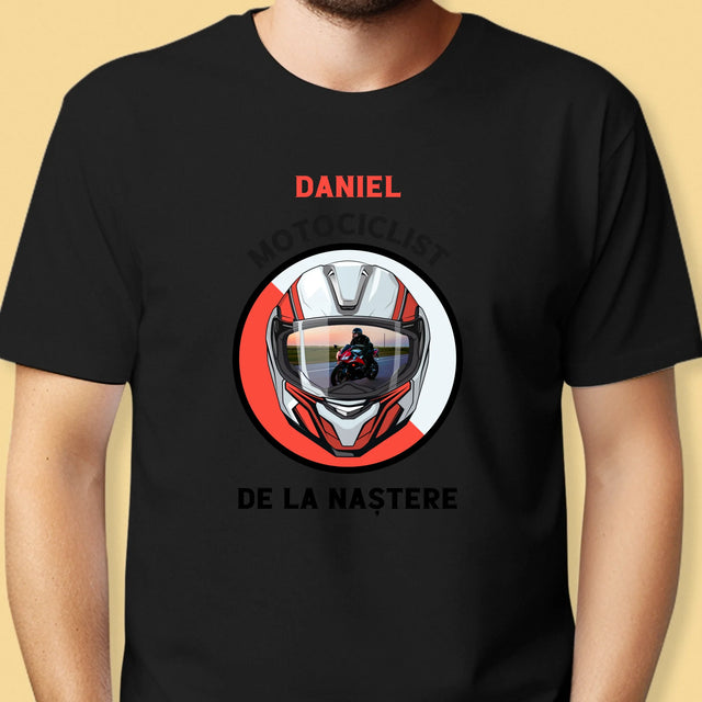 Fotografie Si Semnătură: Motociclist De La Naștere - Tricou Pentru Bărbați