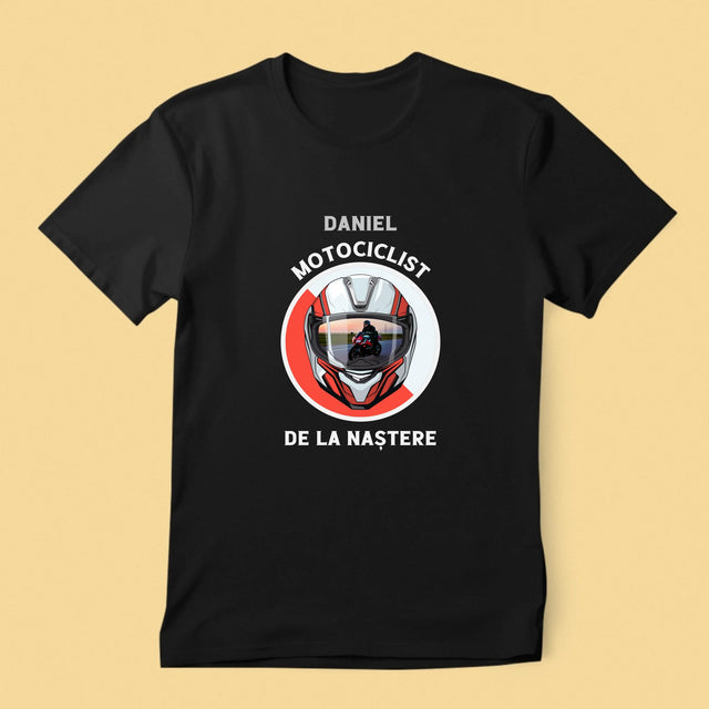 Fotografie Si Semnătură: Motociclist De La Naștere - Tricou Pentru Bărbați