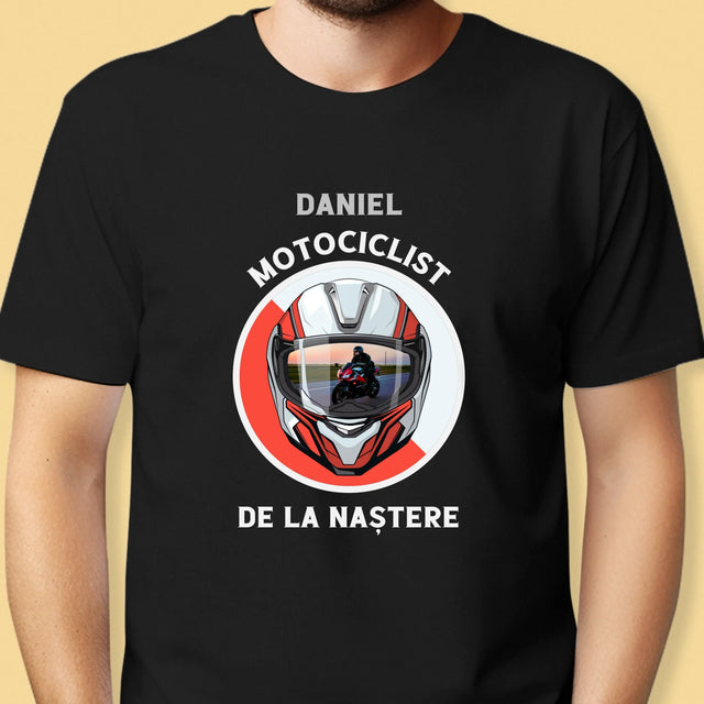 Fotografie Si Semnătură: Motociclist De La Naștere - Tricou Pentru Bărbați
