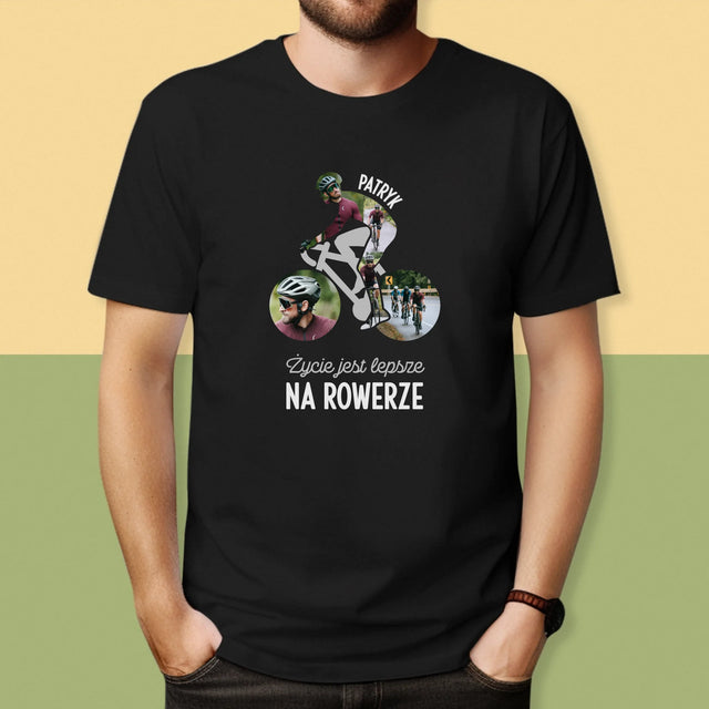 Formă Din Fotografii: Viața E Mai Bună Cu Bicicleta - Tricou Pentru Bărbați