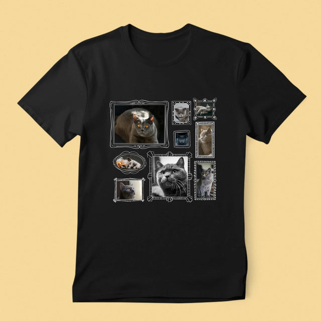Colaj De Fotografii: Perete Galereia Cu Pisic - Tricou Pentru Bărbați