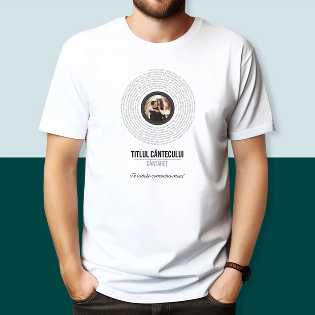 Fotografie Si Semnătură: Textul Cântecului Pe Disc - Tricou Pentru Bărbați