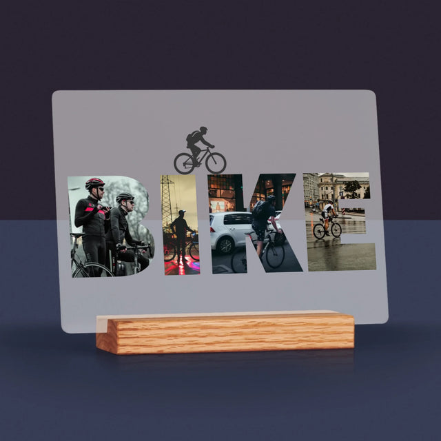 Cuvânt Din Fotografii: Bike - Imprimare Pe Sticlă Acrilică (Horizontală)